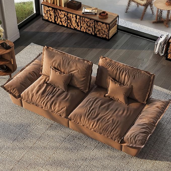 POVISON Oversized Modular Sectional Sailboat Sofa for Living Room with Adjustable Backrest Modern Sectional Couches Loveseat Large Deep Sofa Set 2 Seats Big Comfy Cloud Couch for House Office