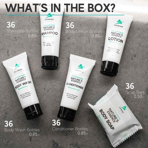 180 Piece Hotel Soap & Bulk Toiletries - Travel Essentials for Hosts & Guests - Hotel Shampoo & Conditioner Supplies for Guests, Hotel Toiletries Bulk Set, Mini Bulk Travel Size Toiletries