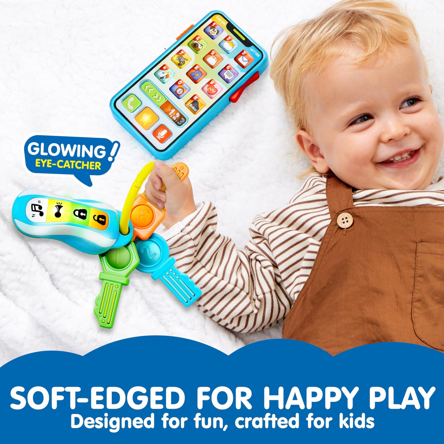 JOYIN Baby Musical Toy Phone and Car Keys Teether Set, 60+ Music and Learning Phrases, Baby Learning Toys 10 Months, Toddler Birthday Gifts for Girs Boy, Easter Basket Stuffers