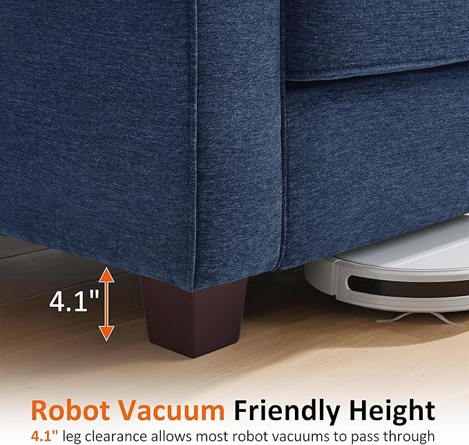 MCombo 67.7" Loveseat Sofa, 2-Seater Small Couch for Small Spaces, Classic Rolled Arm Upholstered Sofa with Solid Wood Legs for Living Room, Removable Cover, Chenille Fabric VE730 (Navy Blue)