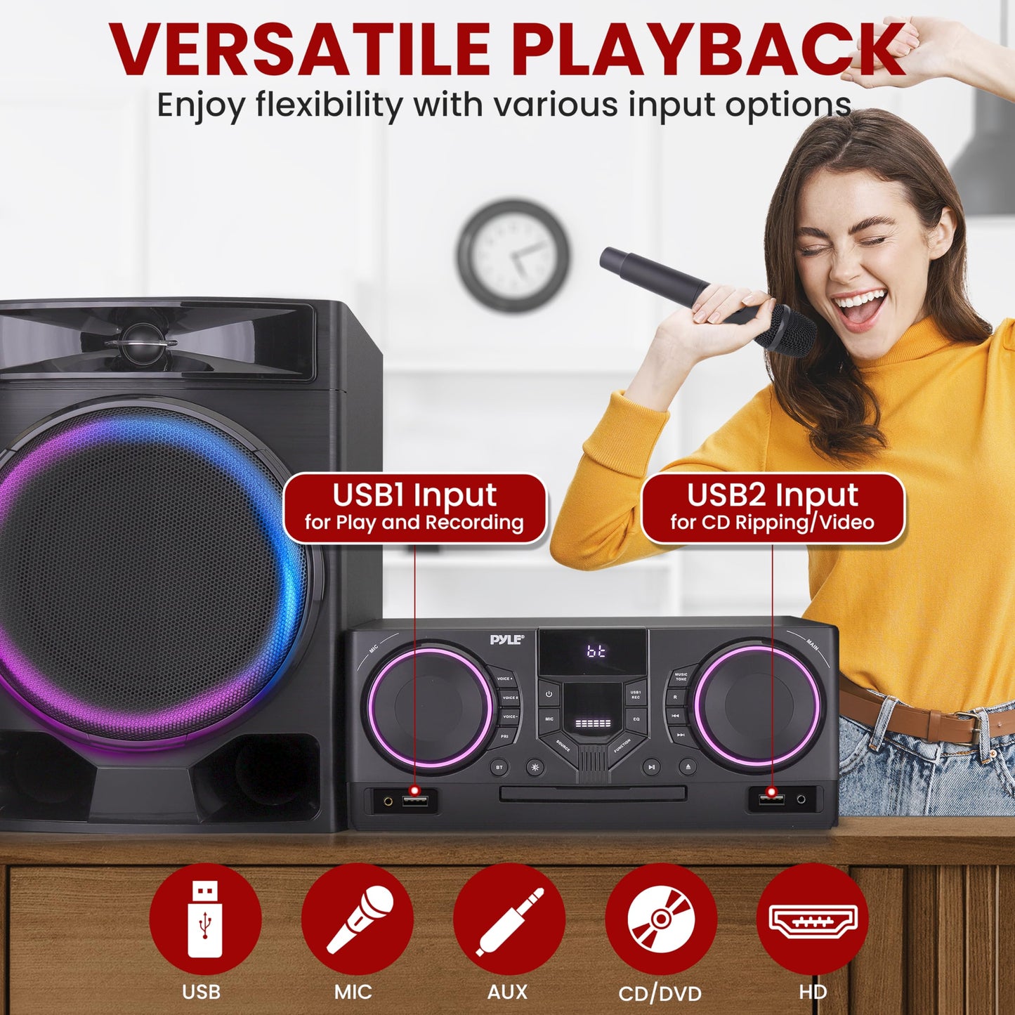 Pyle 4-Piece Bluetooth Stereo System - Mini Hi-Fi Bookshelf Stereo System With Usb Recording, Fm Radio And Remote Control, Dvd/C