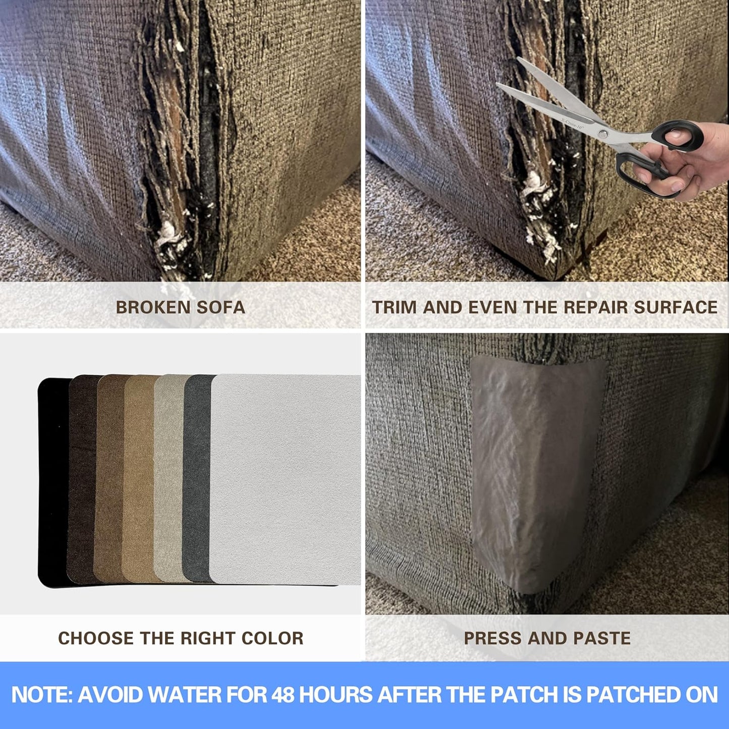 Azobur Sofa Fabric Repair Patch, 6 Piece Microfiber Patches, Self Adhesive Fabric Sofa Patch Repair Fabric, Luxurious Look, Quick Fix Sofa.(Dark Brown)