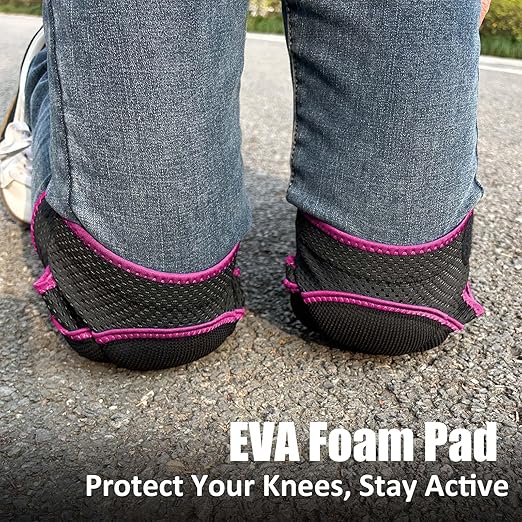 Garden Knee Pads for Working, Kneeling Pad for Cleaning, Flooring, Mechanic Work – with Adjustable Straps and Soft Foam Cushion, Protective Kneepads for Men, Women, Elderly for Christmas – Pink L