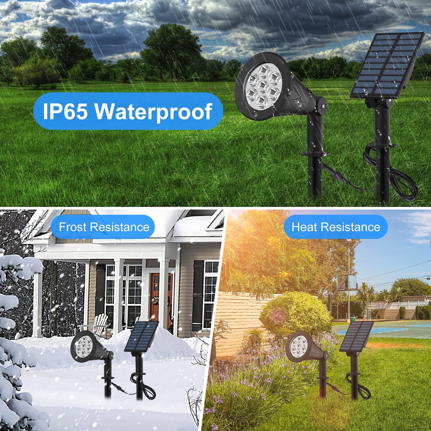 T-SUNUS Halloween Solar Landscape Spotlights Color Changing, Christmas Spot Lights Waterproof IP65 Garden Pond Light, 180° Adjustable Wall Light, Separately Installed for Outdoor/Indoor Pack of 2