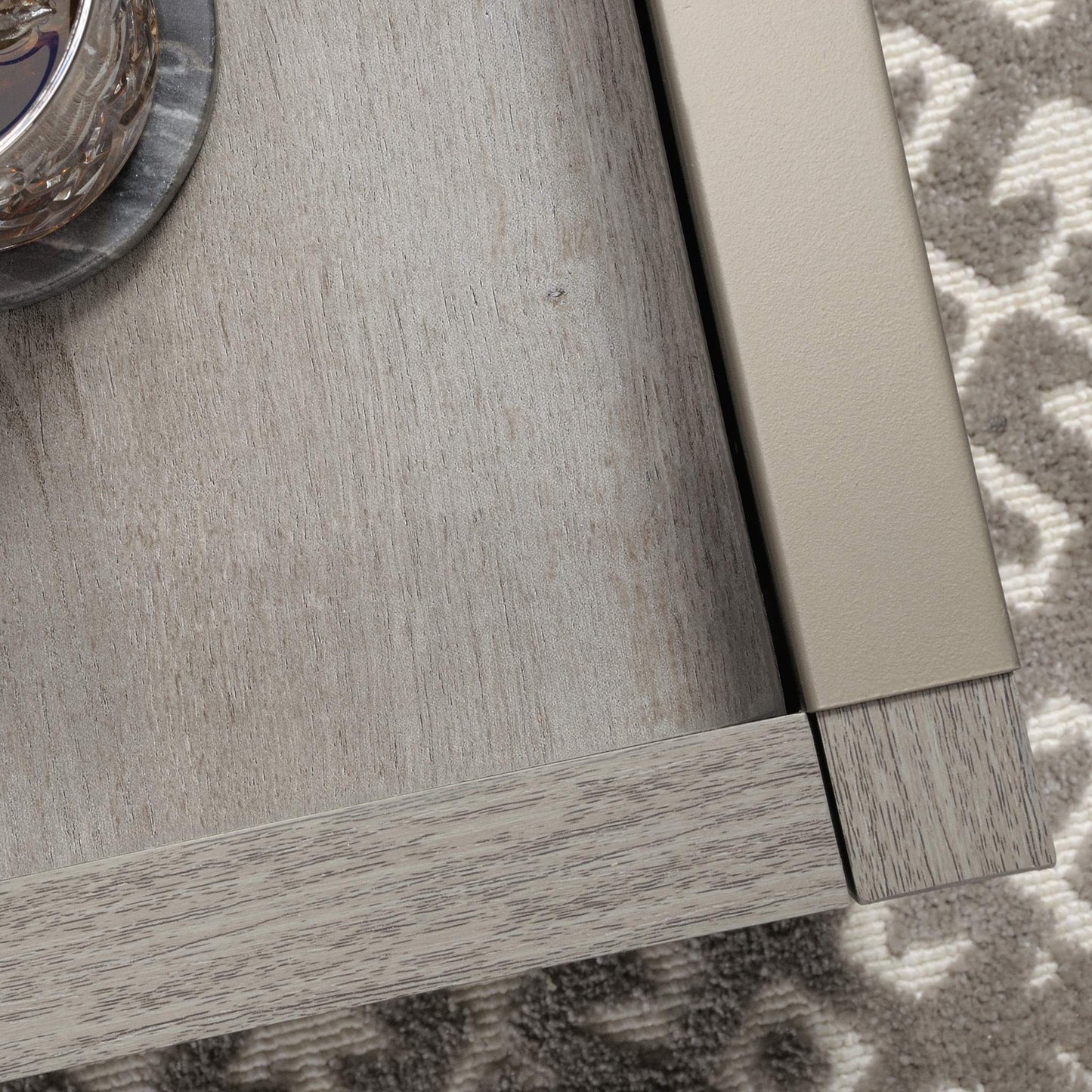 Sauder Manhattan Gate Square Coffee Table, Mystic Oak, 2 Drawers, Modern Farmhouse