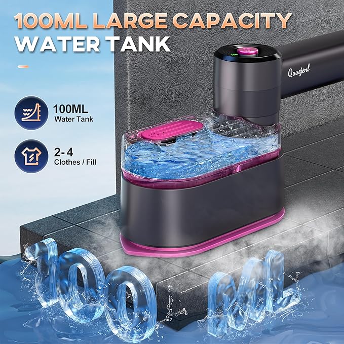 Travel Steamer - Portable Steamer for Clothes, 8FT Power Cord, Handheld Small Size Steam Iron Collapsible Design, Travel College Dorm Home Essentials (Purple)
