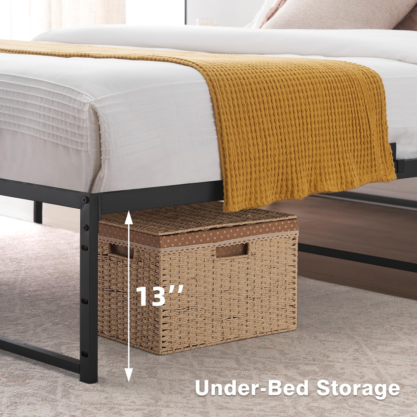 SLEKVERSA 14" Twin Size Metal Bed Frame with 3 in 1 Steel Support, Heavy Duty Metal Twin Platform Bed Frame, No Box Spring Needed, Easy to Assemble for Bedroom Apartment (Twin)