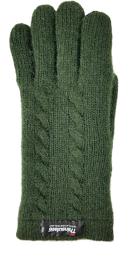 BRUCERIVER Ladie's Pure Wool Knit Gloves with Thinsulate Lining and Cable design