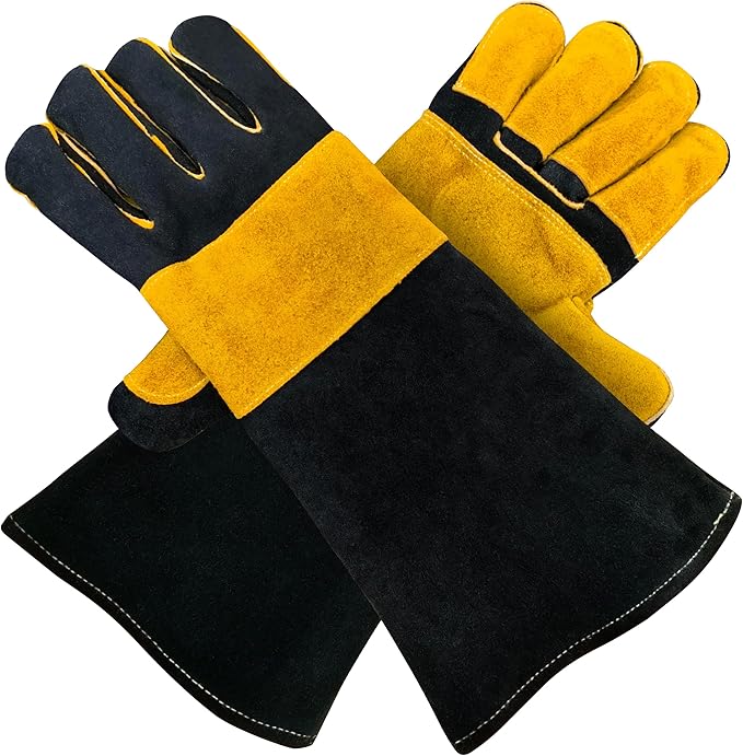 Welding Gloves for Men and Women - 16" Leather 932°F Heat and Fire Resistant Forge MIG TIG Stick Welder Gloves - Also Used for Oven, Grill, BBQ, Furnace, Stove, Fireplace, Animal Handling - Yellow