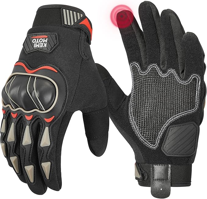 KEMIMOTO Motorcycle Gloves for Men, Touchscreen Cycling Gloves for Outdoor Sports On-Road Off-Road Mountain Motorcycle Mot...