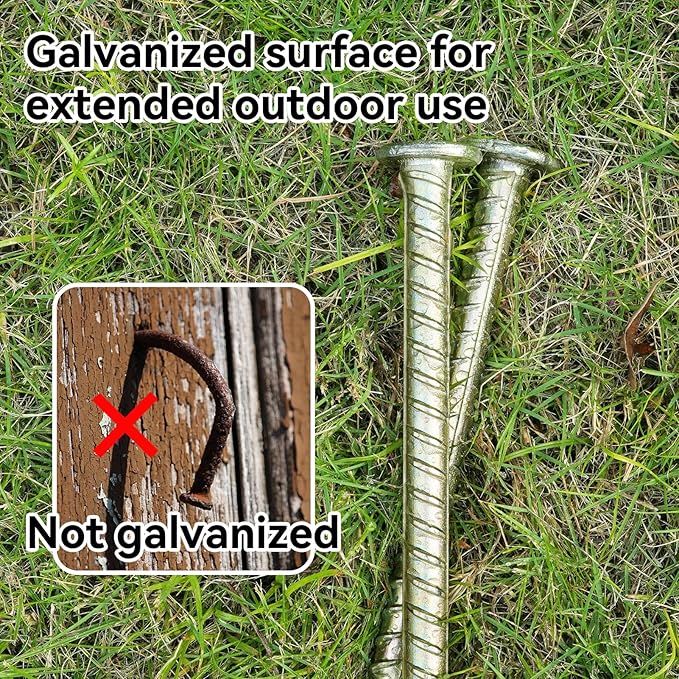 JPOIP 23-Inch Long Rebar Stakes - 1/2 Inch Diameter Heavy Duty Galvanized Steel Ground Asphalt Anchors for Speed Bump, Wheel Stop, Tent and More (20 Pack)