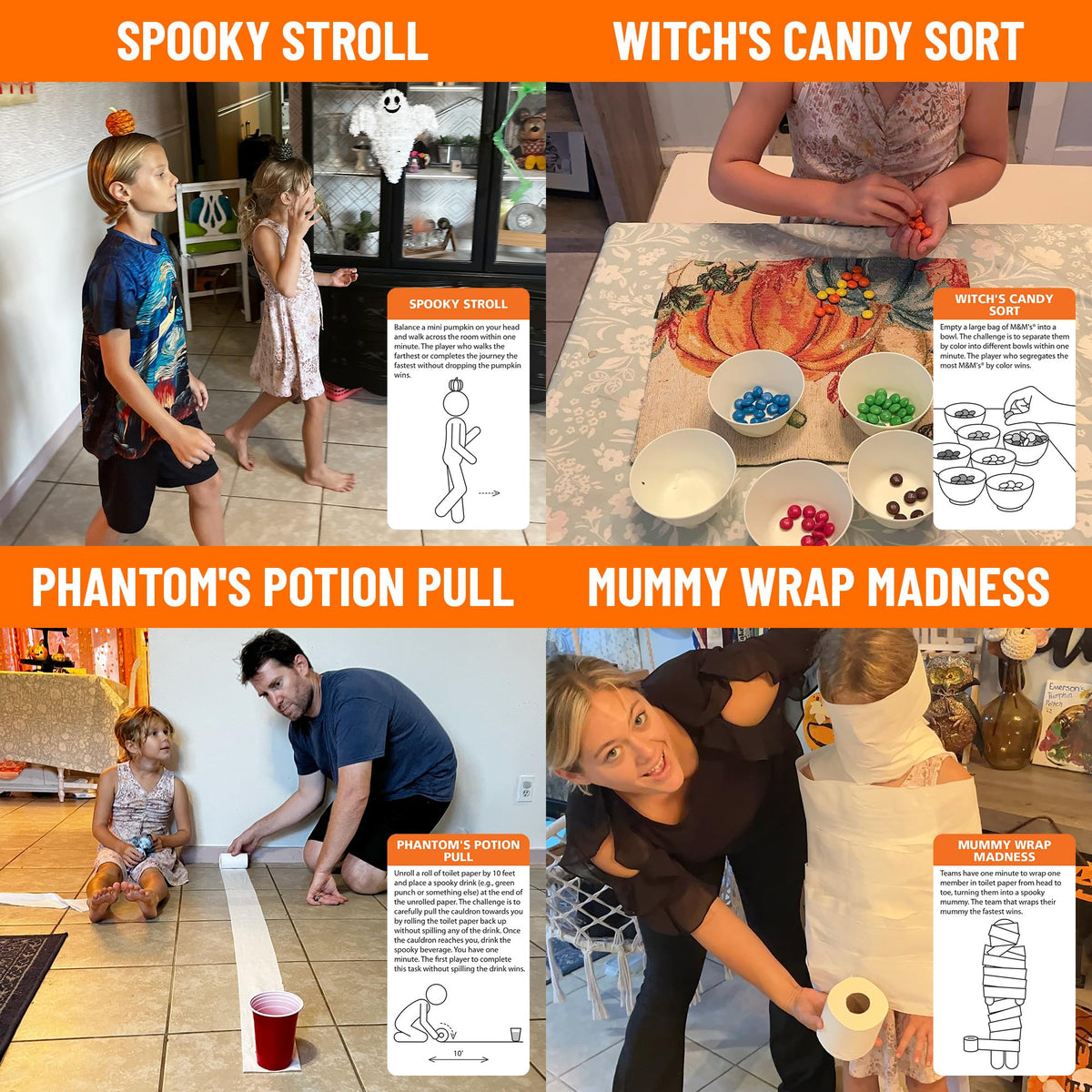 Funwares Minute of Fun Game - Minute to Win It Games for Kids, Adults, Teens, Families, Game Night, Gift for Home, Birthdays, or Travel. 2-12 Players! Halloween Edition - 100 Challenges