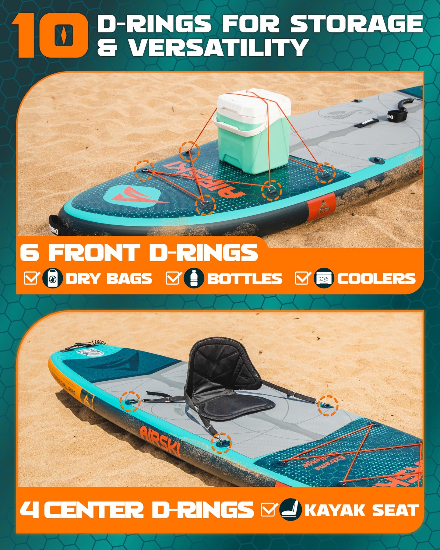Airski 11'x34'' Extra Wide Inflatable Paddle Board, Stand-up Paddleboard for Adults, 420lb Capacity, Anti-Slip EVA, Stand-up Paddle Board for Yoga/Fishing/Family, US Fin, High-Pressure Pump, 100L Bag