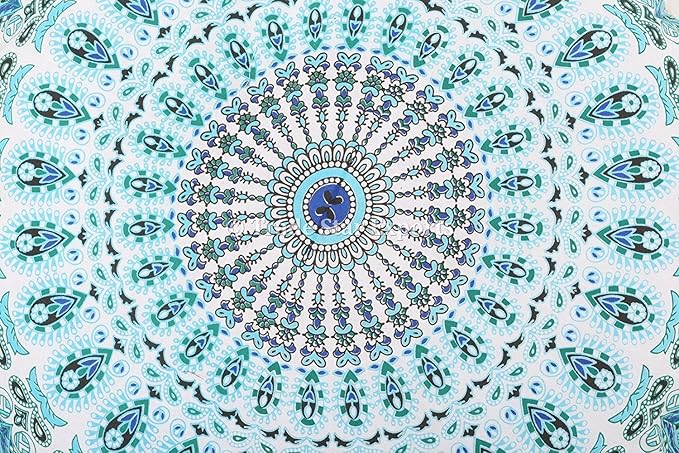 Shubhlaxmifashion Large 32" Round Pillow Cover, Decorative Mandala Pillow Sham, Indian Bohemian Ottoman Poufs, Pom Pom Pillow Cases, Outdoor Cushion Cover,
