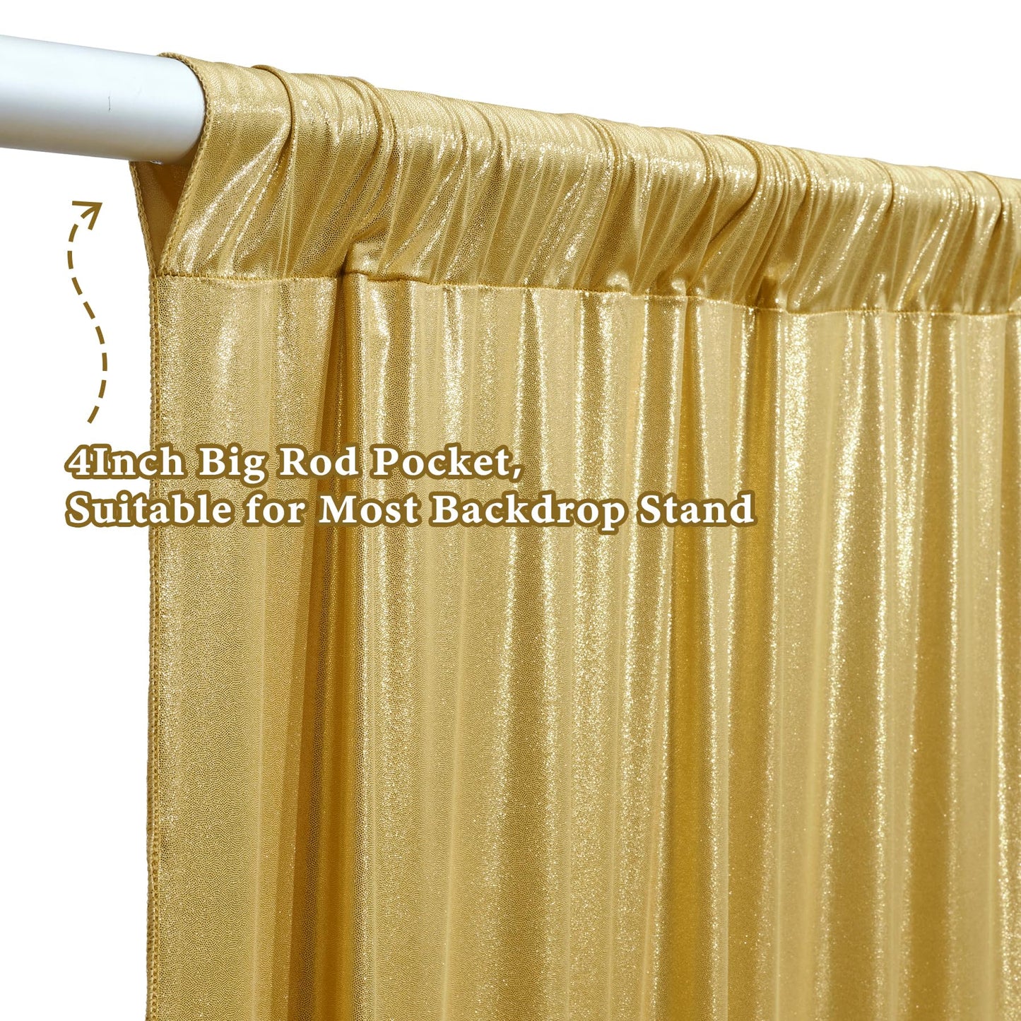 Outpain 10x10ft Gold Sequin Backdrop Curtains -Heavy Duty Gold Photography Backdrops with Non-Shedding Glitter, Wrinkle-Free Stage Drapes for Wedding/Christmas/Studio Shoots (5x10ft 2 Panels)