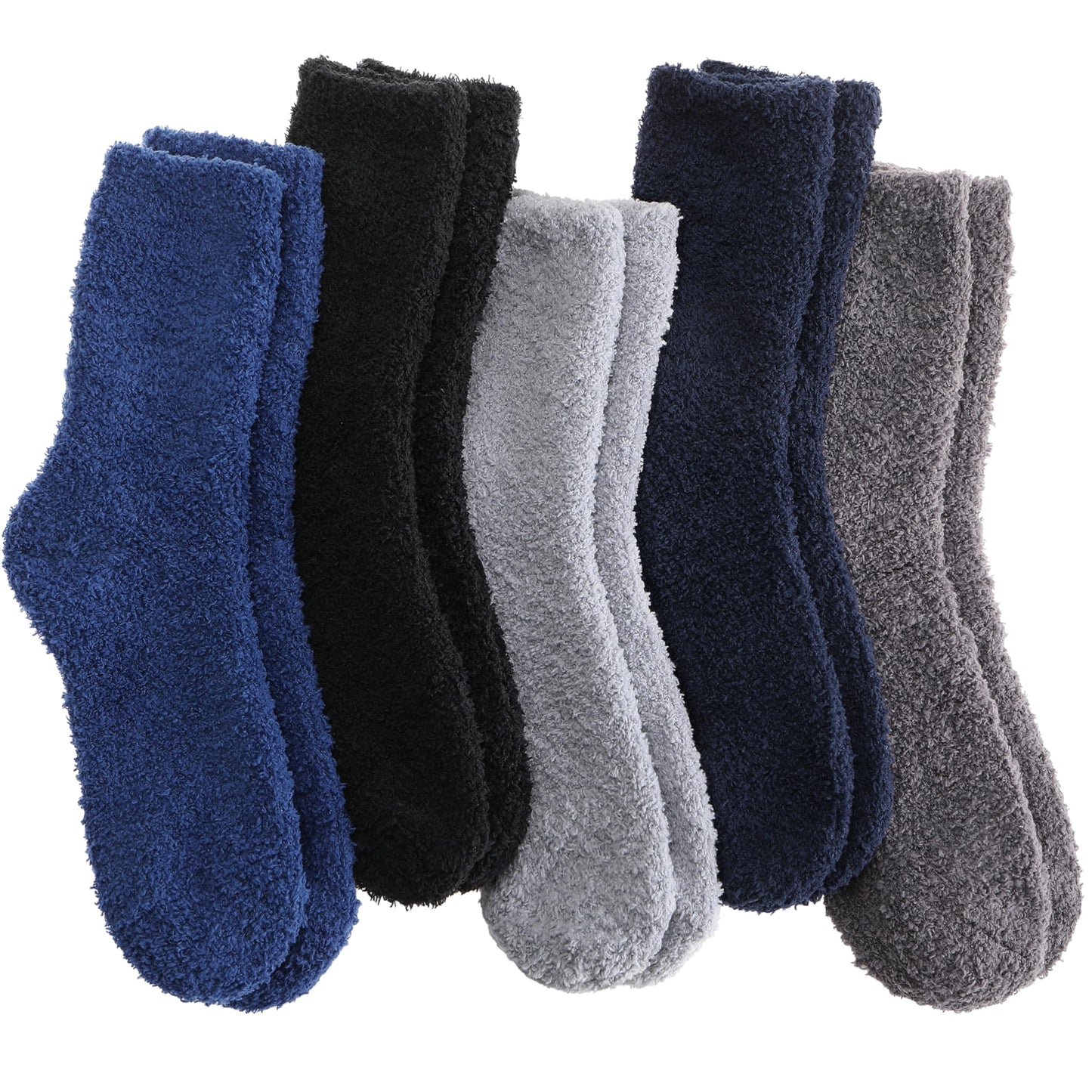 Fuzzy Socks for Women Men Warm Fluffy Winter Cozy Thick Slipper Plush Sleep Comfy Crew Socks Christmas Gifts Stocking Stuffers for Women(Black/Dark Grey/Deep Blue/Grey,M)