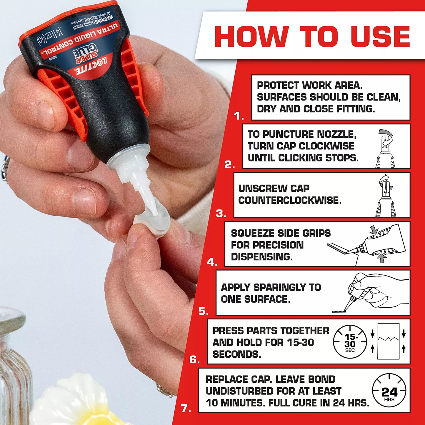 Loctite Super Glue Ultra Liquid Control, Clear, 0.14 fl oz Bottle, 6 Pack - Superglue for Plastic, Wood, Metal, Crafts & Repair, Cyanoacrylate Adhesive Instant Glue, Quick Dry