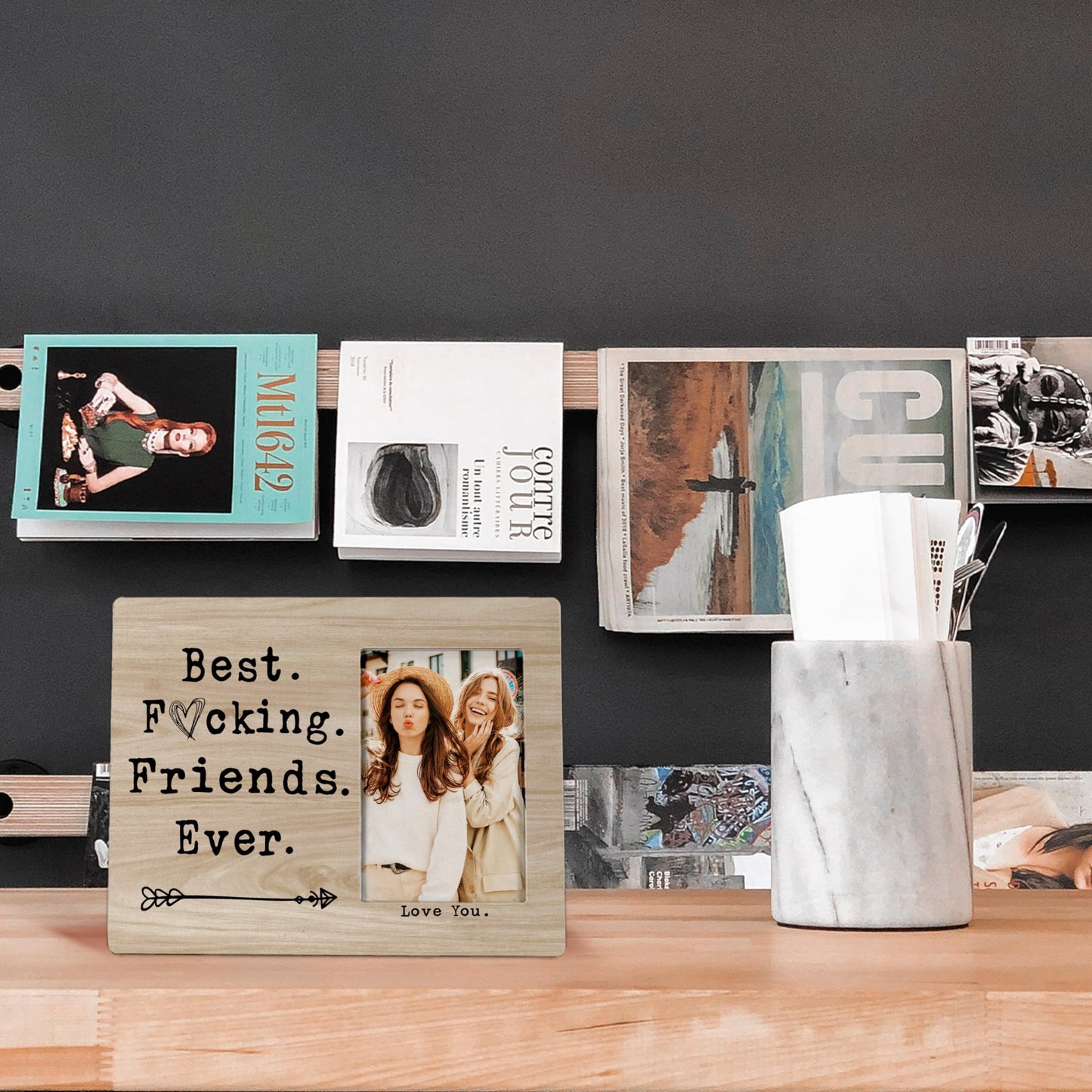 FONDCANYON Best Friends Ever Picture Photo Frame, Bestie Bff Friend Picture Frames, Best Friend Ever Gifts, Best Friend Friendship Gifts For Men Women Friends Birthday Christmas Girls(4x6 Inch Photo) (Color-2)