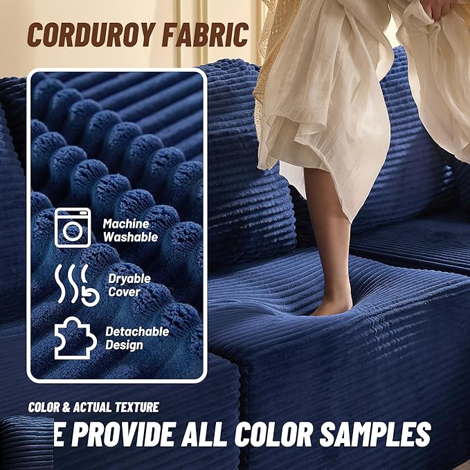 Afuson Cozy Square Ottoman, Comfortable Seating, No Assembly Required, Blue