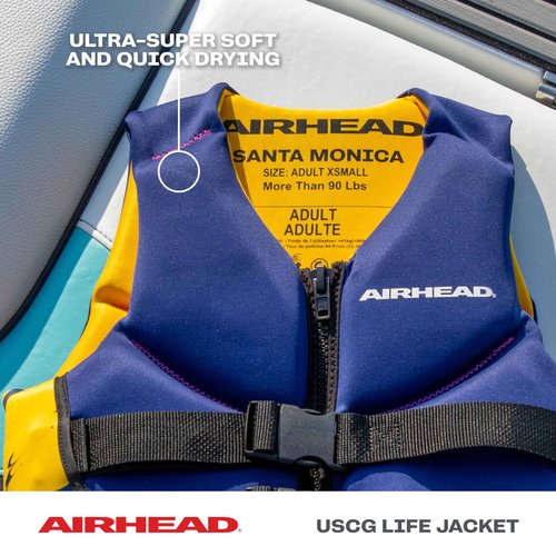 Airhead Santa Monica Life Vest Adult Small Size Navy L70, Fits Chest 37.5-40 inch