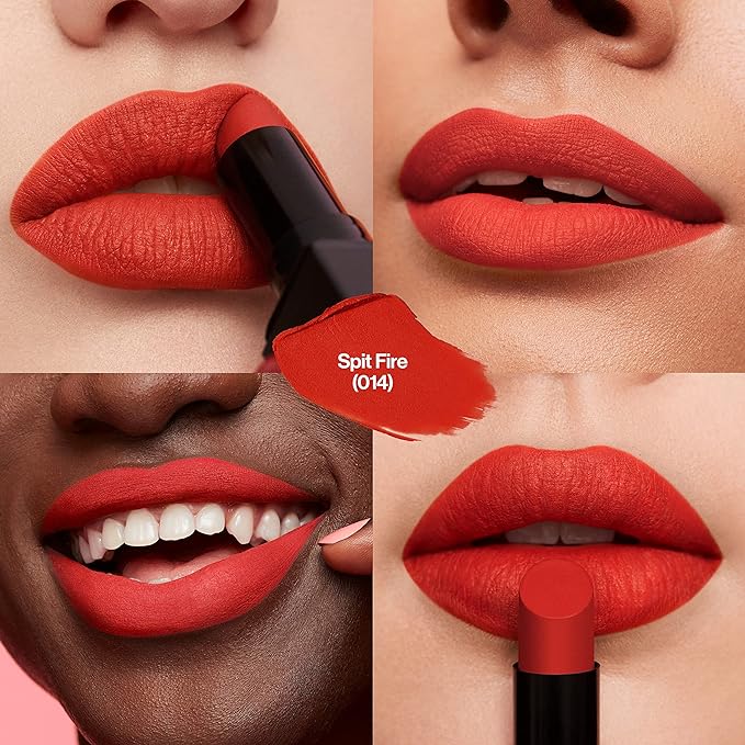 Revlon Lipstick, ColorStay Suede Ink, Built-in Primer, Stocking Stuffer for Women, Waterproof, Smudge-proof, Matte Color, 014 Spit Fire, 0.09 oz