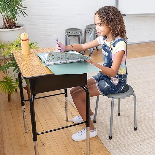 ECR4Kids Daisy Stackable Stool Set, Flexible Seating, Grey, 8-Piece