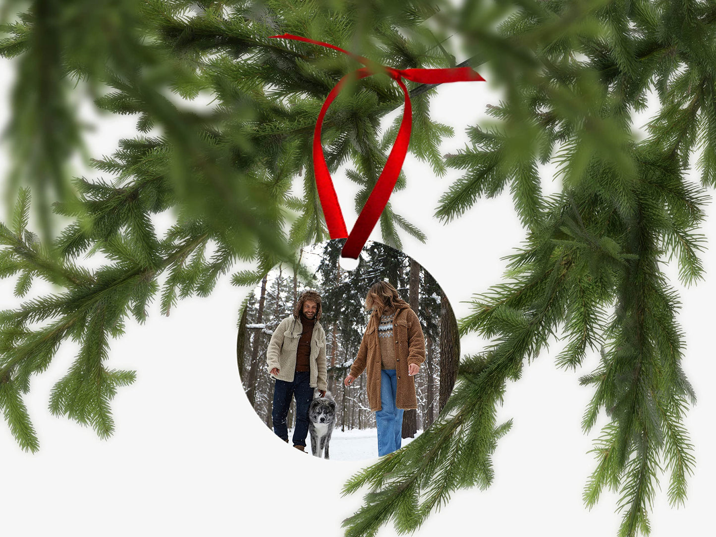 Smile Art Design Personalized Photo Christmas Ornament 2023 - Metal Custom Family Picture Ornament - Tree Decorations, Round