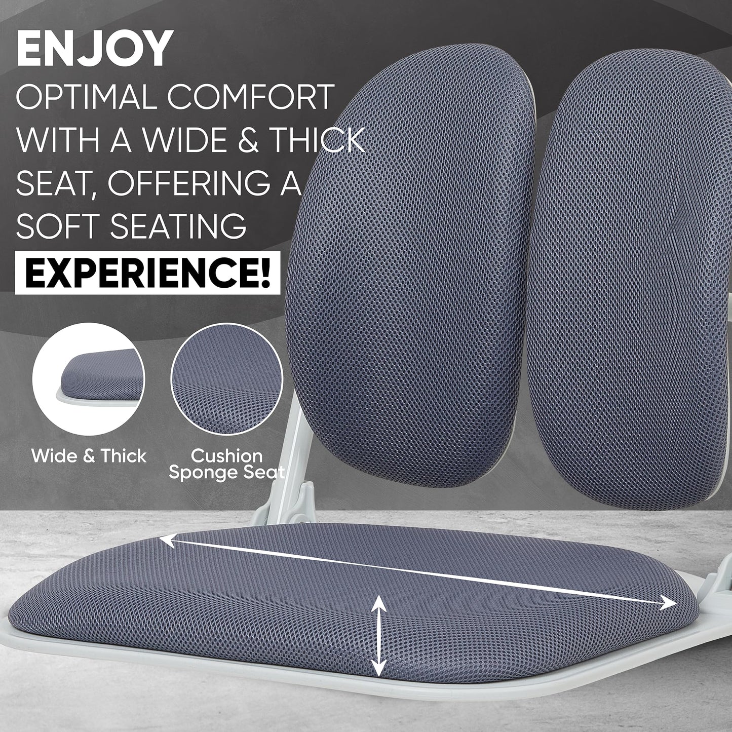 【Premium Dual-Backrests】 Made in Korea Ergonomic Floor Chair with Back Support - Meditation Chair, Floor Gaming Chair, Reading Chair, Floor Chairs for Adults, Foldable Chair (Grey)