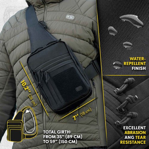M-Tac CCW Sling Bag for Men & Women - EDC Shoulder Bag Tactical - Crossbody Concealed Carry Bag - Mens Chest Pack (ELITE Black Loop Panel)