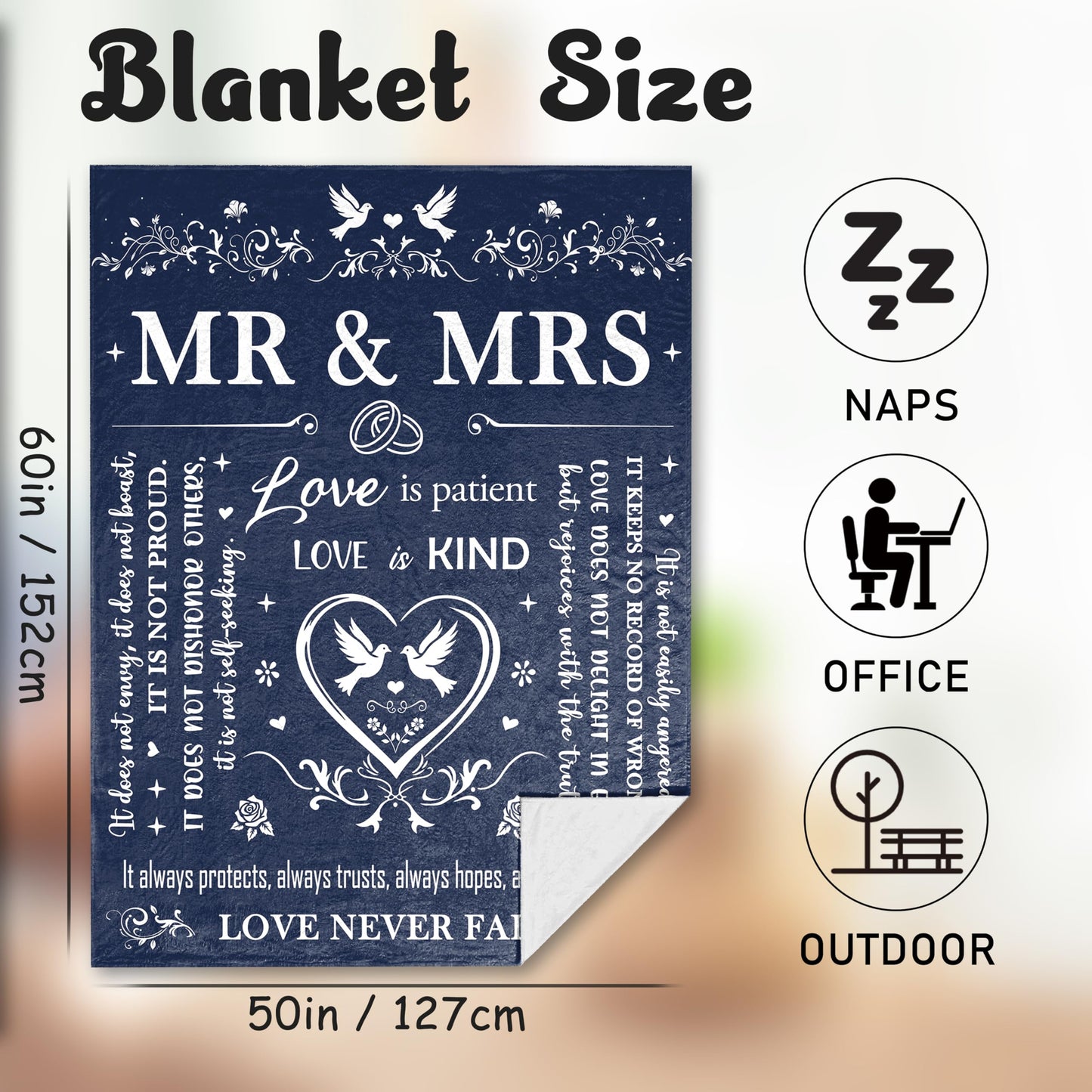 Basiole Wedding Gifts for Couples 2025, Bridal Shower Gifts for Bride to Be, Anniversary/Wedding Registry/Marriage Gifts for Newlyweds Couple Bride Groom Husband Wife, Mr and Mrs Blanket 50"X60"