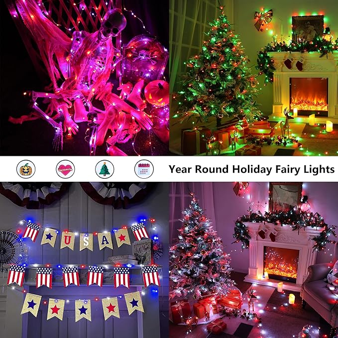 BrizLabs Color Changing Fairy Lights, 66ft 200 LED Pink Valentines Day Fairy Lights with Remote, RGB Xmas Tree Light with Timer Dimmable Twinkle Light Music Sync for Indoor Xmas Halloween Easter Party