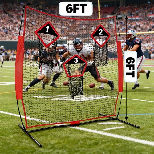 Mini Tang Football Throwing Net -6FT x 6FT Quarterback Passing Target Net with 3 Catch Zones Training to Improve Passing Accuracy Youth & Adult