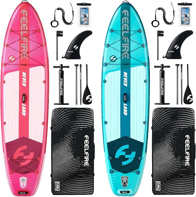 Feelfire 11‘x34 Extra Wide Dual SUP Bundle | 420lbs Capacity | Military-Grade PVC | 11' Inflatable Paddle Boards + Full Ac...