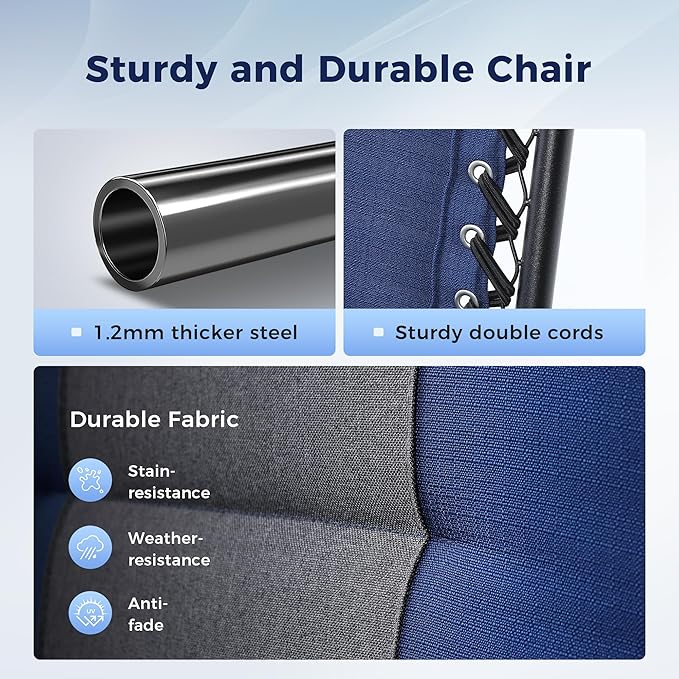 MAISON ARTS Oversized XXL Zero Gravity Chair Set of 2, 30" Wide Seat Padded Foldable Recliner, Anti Gravity Outdoor Lawn Chair for Poolside/Backyard/Beach, Supports 400lbs, Blue & Grey