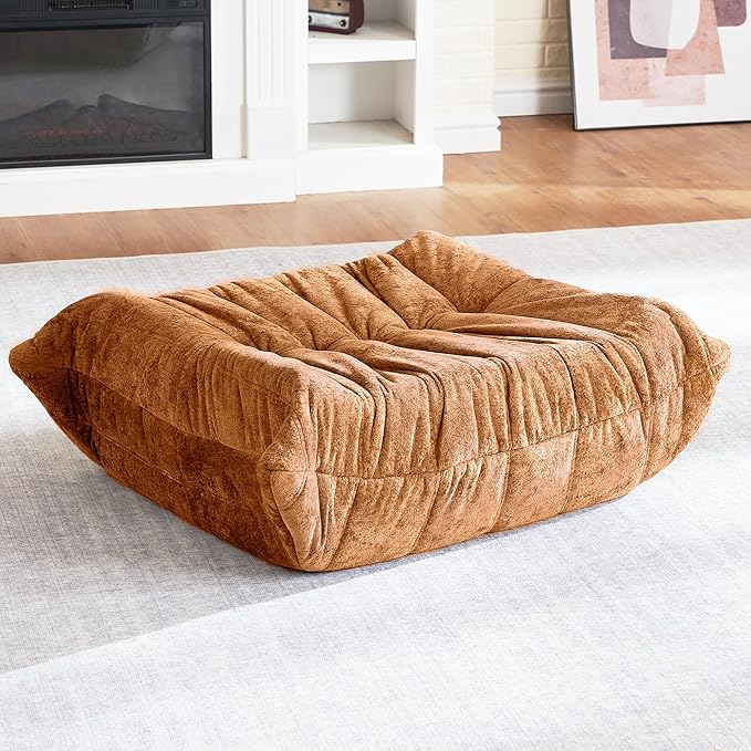 HABUTWAY Bean Bag Ottoman,Foot Rest,Fireside Chair Memory Foam Lazy Bean Bag Sofa for Living Room,Bedroom,Dorm,Office (Ottoman-Brown)