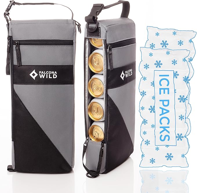 Falcona Wild Golf Cooler Bag Plus 2 Ice Packs - Keeps Drinks Cold for Hours - Holds 6 Cans - Fits Discreetly in Golf Bags...