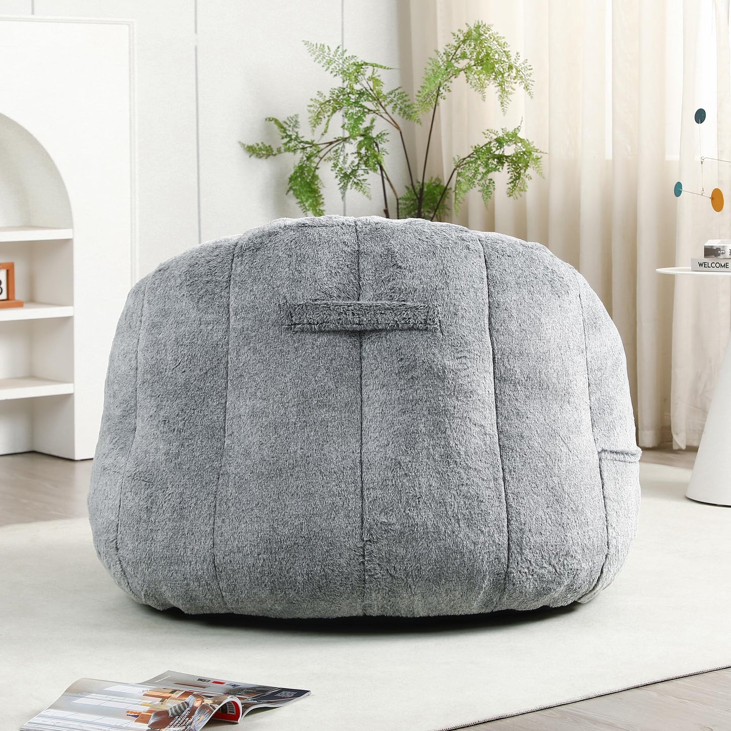 Casaround Bean Bag Chair, Bean Bag Sofa Chair with Armrests Stuffed High-Density Foam, Lazy Sofa Comfy Chairs BeanBag Chair for Adults in Living Room,Bedroom Reading,Chaise,Morden (Gray)