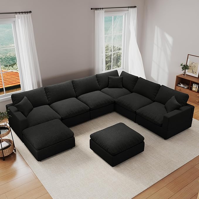 Cloud Couch Modular Sectional Sofa for Living Room, Convertible Upholstered Comfy Couches Deep Seat Sofa Sleeper Sofa Bed, Removable & Washable Cushion Covers, Filled with Down Cotton