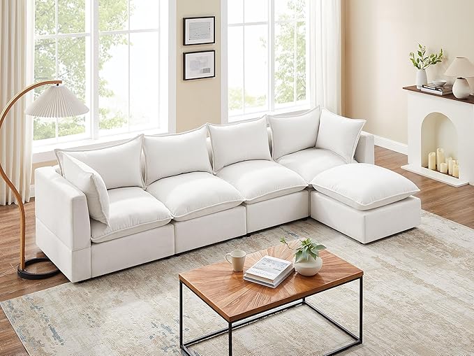 VANOMi Modular Sectional Sofa, 5 Seater Sofa with Reversible Chaise for Living Room, L Shape Sofa