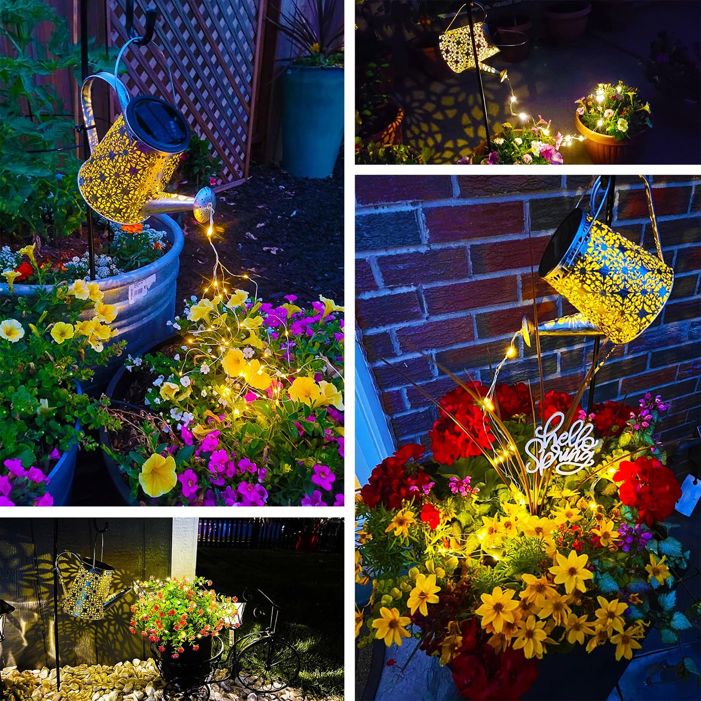 VOOKRY Solar Watering Can Lights, Large Retro Metal Hanging Solar Lights Outdoor Waterproof, Birthday Gifts for Women Mom Grandma Garden Decor Yard Light LED Decoration Outside for Porch Lawn Patio