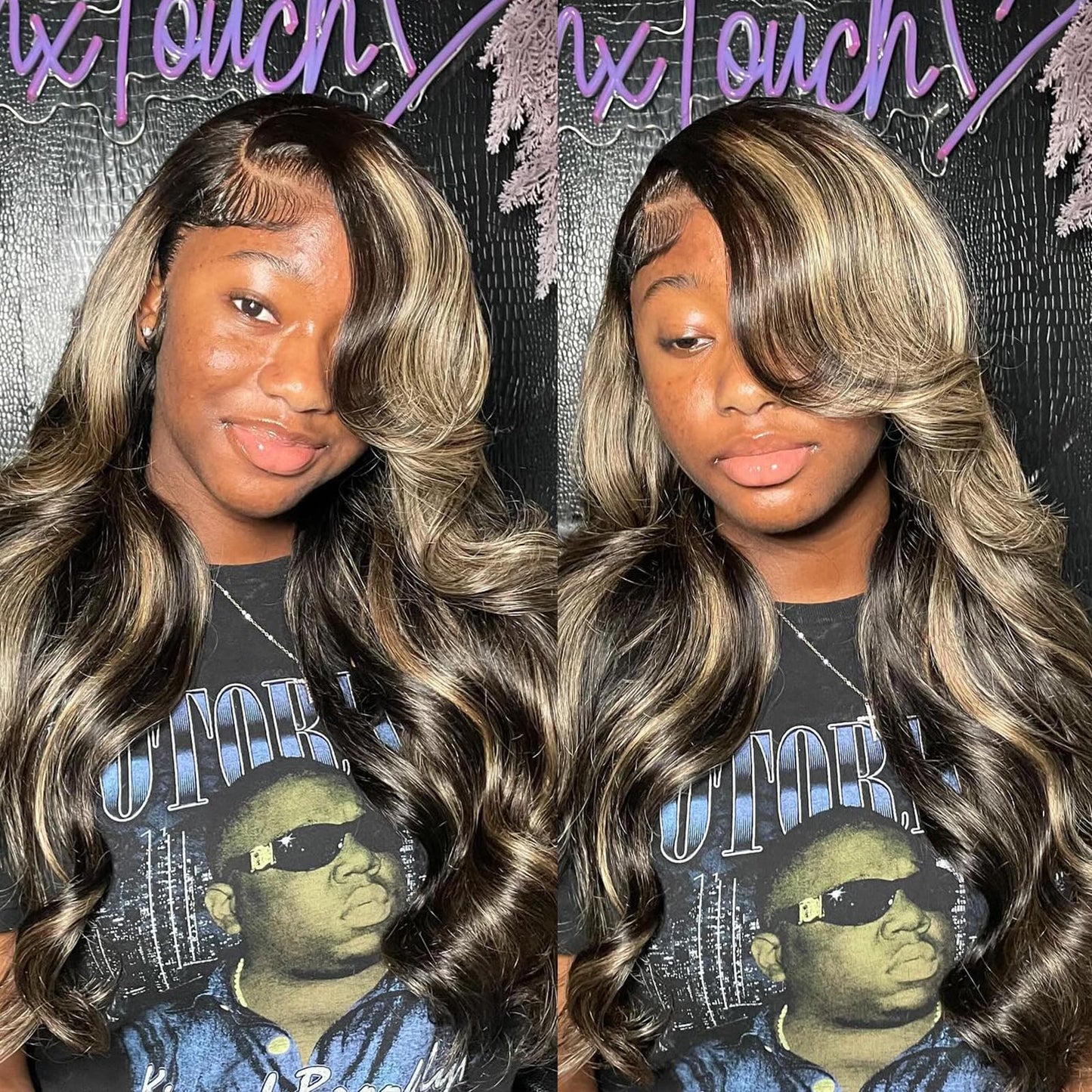 30 Inch FB/27 Balayage Highlight Ombre Lace Front Wig Human Hair 250 Density Body Wave 13x4 HD Transparent Lace Front Wigs Human