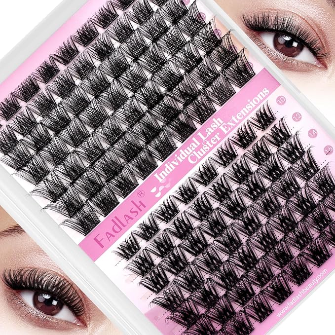 FADLASH Lash Clusters Individual Lashes 10-18mm Eyelash Clusters D Curl DIY Lash Extension Clusters Wispy Cluster Lashes (KLS52+ZW03-07D-Mix10-18)