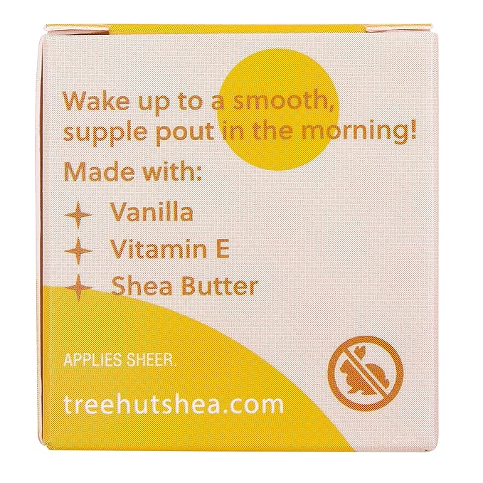 Tree Hut Vanilla Overnight Lip Mask, Deeply Hydrating Leave-On Treatment for Soft Lips, Self Care Essential, Holiday Gift & Stocking Stuffer, 6 oz