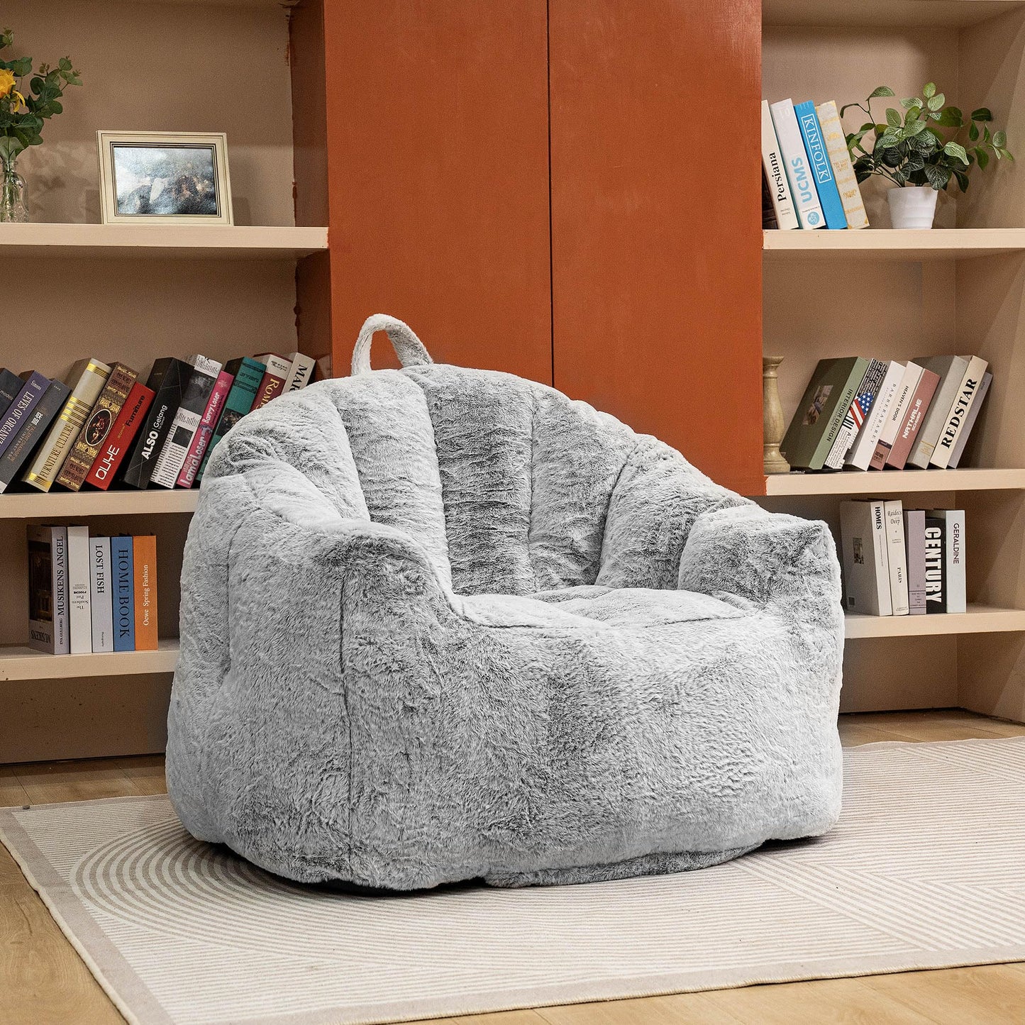 Recaceik Giant Bean Bag Chair Stuffed Bean Bag Couch with Filler Large Living Room Bean Bag Lazy Chair for Adults with Handle Design Armrests for Reading