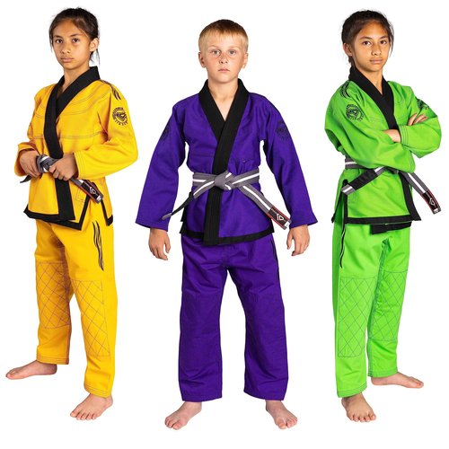 KO Sports Gear – Kids Gi Uniform Set, BJJ Jiu Jitsu Gi, Kimono and Pants, Pre-Shrunk (Purple, M2)