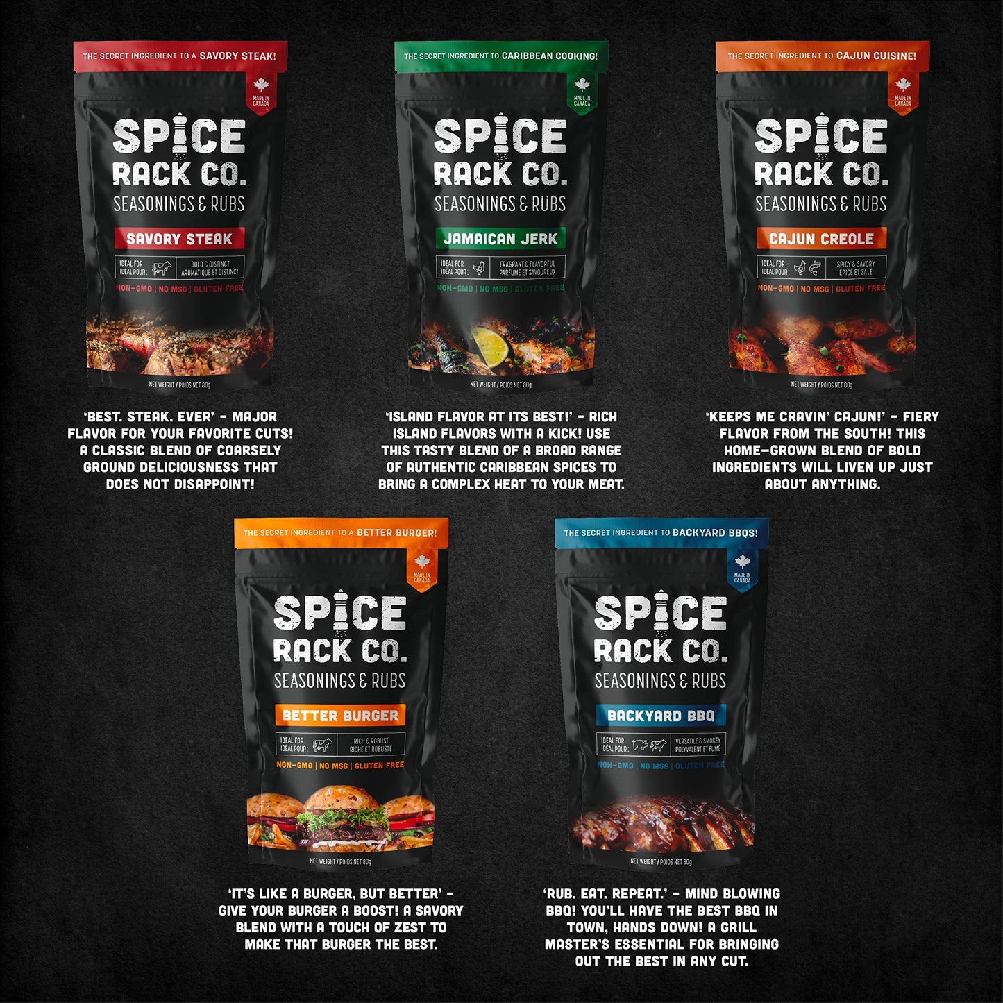 Spice Rack Co. BBQ Seasonings And Rubs - Smoking & Grilling Spices and Seasonings Sets, Grilling Accessories & Smoker Accessories, Birthday Gifts For Him, Mens Birthday Gifts For Men (5 Pack)