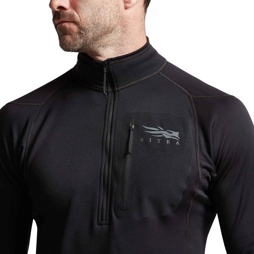 SITKA Gear Men's Core Midweight Zip-T Long Sleeve Hunting Shirt, Sitka Black, XL