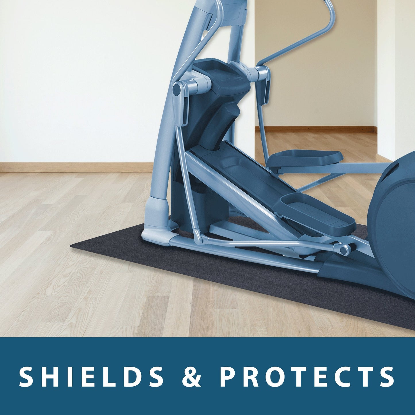 MotionTex Exercise Equipment Mat for Under Rowing Machine, Home Gym Floor Protection, Suitable for Rower, Treadmill, or Elliptical Machine, 30" x 96", Black (8M-110-30C-8)