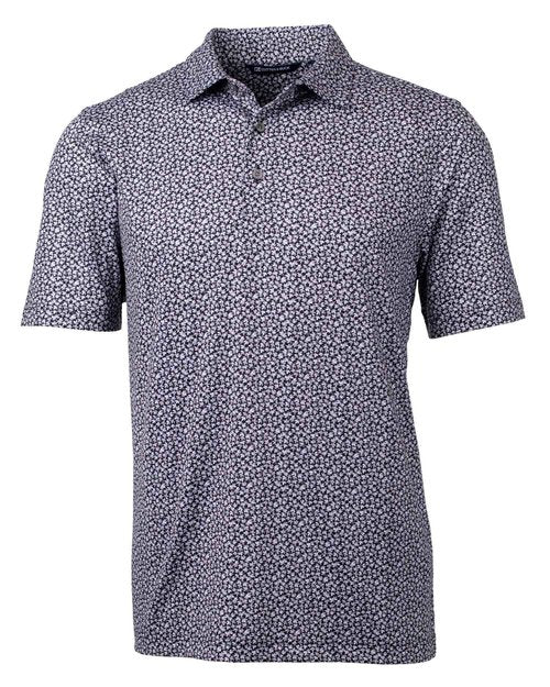 Cutter & Buck Pike Magnolia Print Stretch Men's Polo, Black/Polished