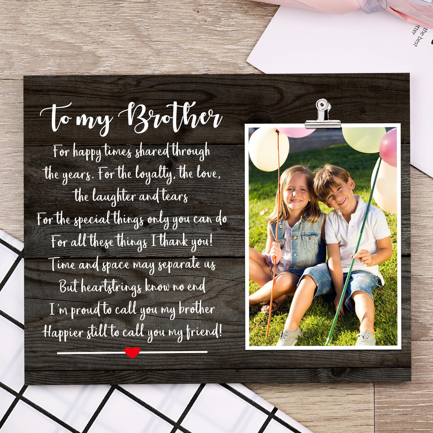 FDFHOME Brother Picture Frame Gifts from Sister - Birthday, Wedding, Christmas Keepsake - 4x6 Photo Frame